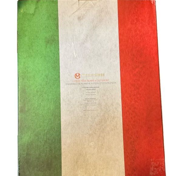 Masterclass Premium Collection 2-PC Set Acacia Wood Board & Pizza Cutter NWT - Picture 4 of 5